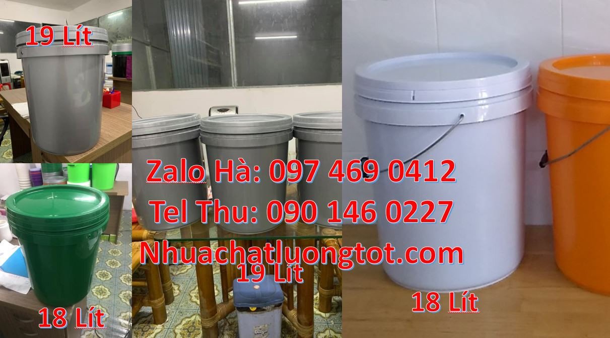 thùng đựng sơn 20l,thùng nhựa 19l quai sắt,thùng nhựa màu trắng 22l gi