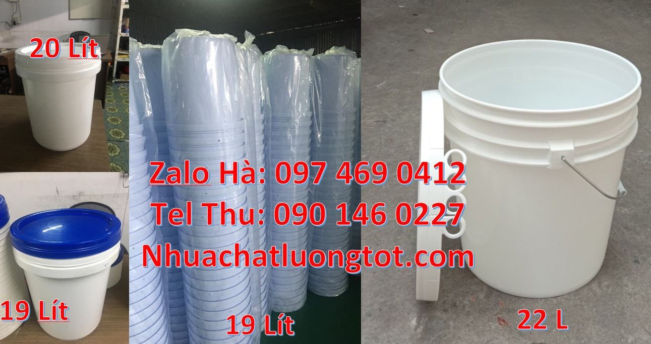 thùng đựng sơn 20l,thùng nhựa 19l quai sắt,thùng nhựa màu trắng 22l gi