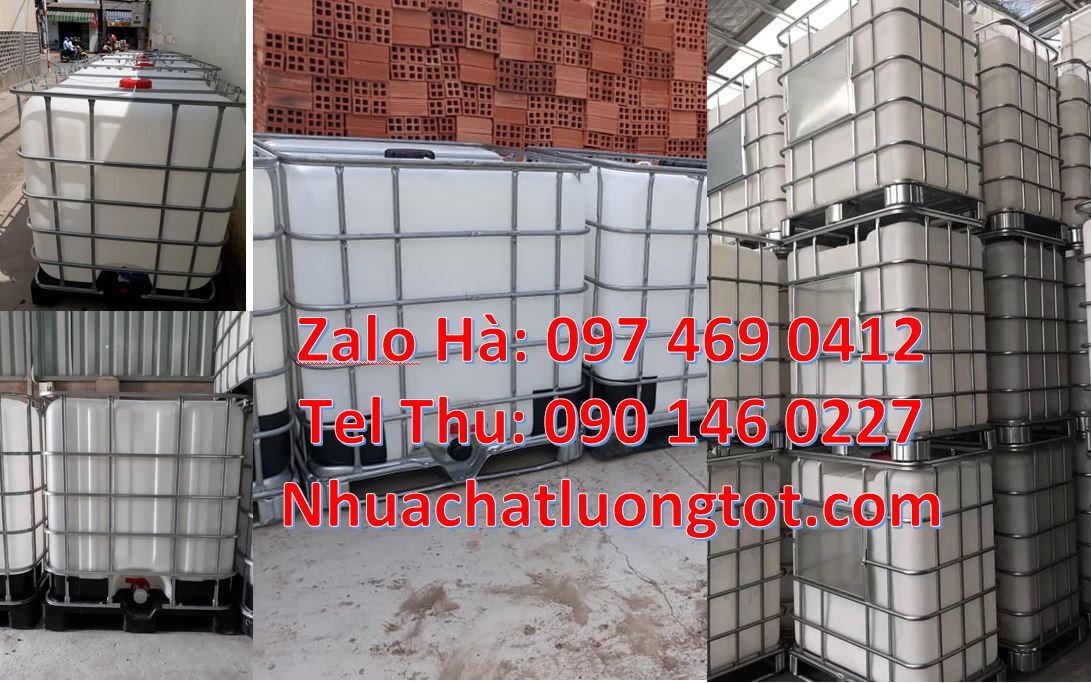bồn đựng hóa chất,ibc nhựa trắng 1000l giá rẻ,tank nhựa có khung sắt
