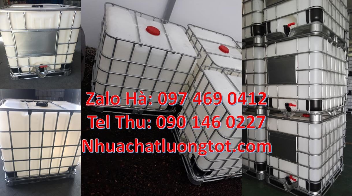 bồn đựng hóa chất,ibc nhựa trắng 1000l giá rẻ,tank nhựa có khung sắt