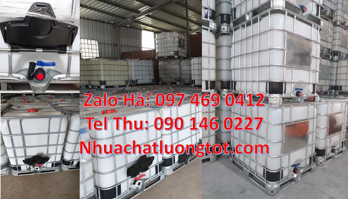 bồn đựng hóa chất,ibc nhựa trắng 1000l giá rẻ,tank nhựa có khung sắt