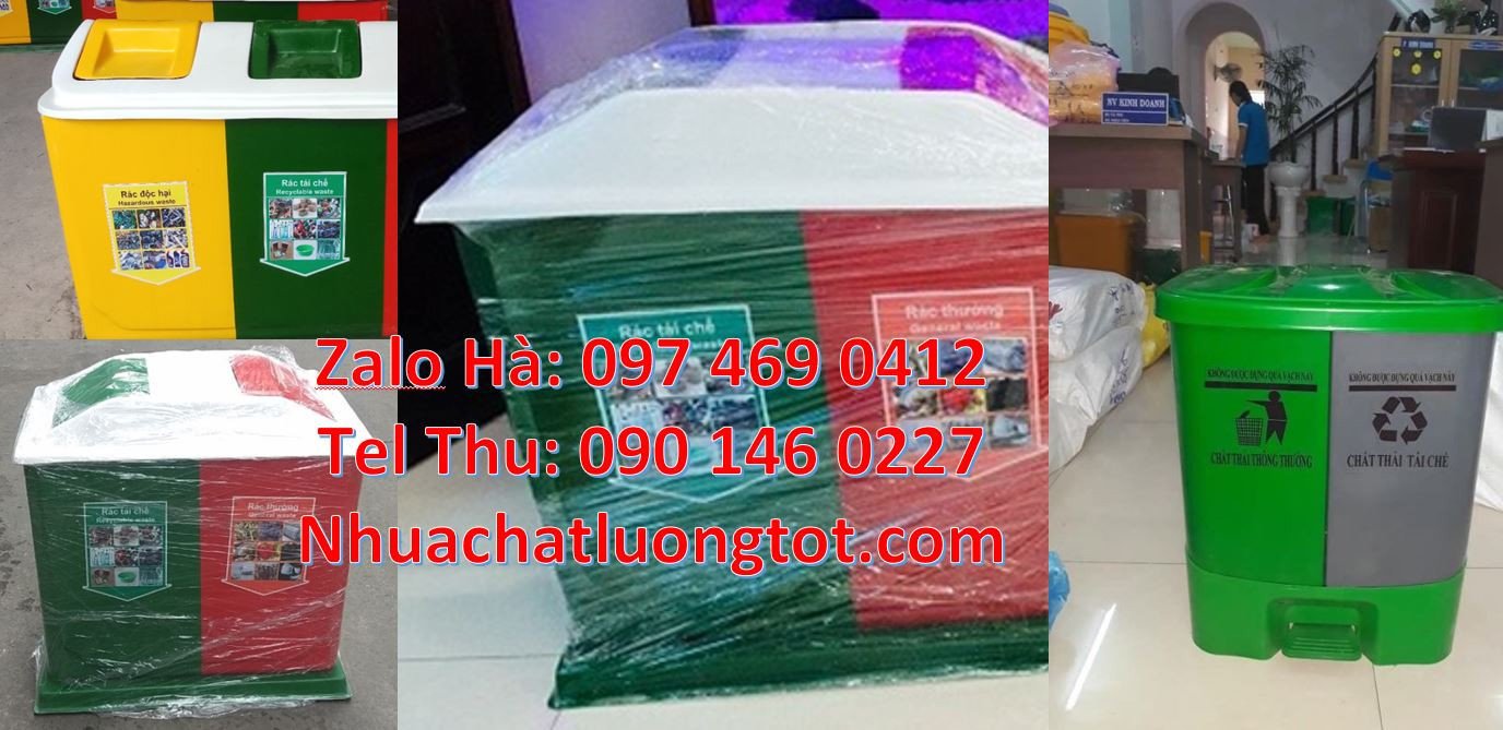 thùng rác 2 ngăn 2 màu,thùng rác 3 ngặn bập bênh,thùng rác 3 ngăn giá