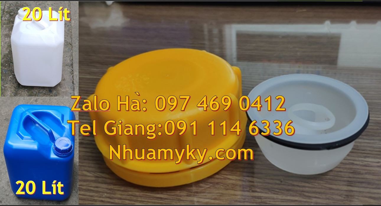can nhựa trắng xanh vàng 20l đựng rượu,can nhựa 25l đựng mật ong can