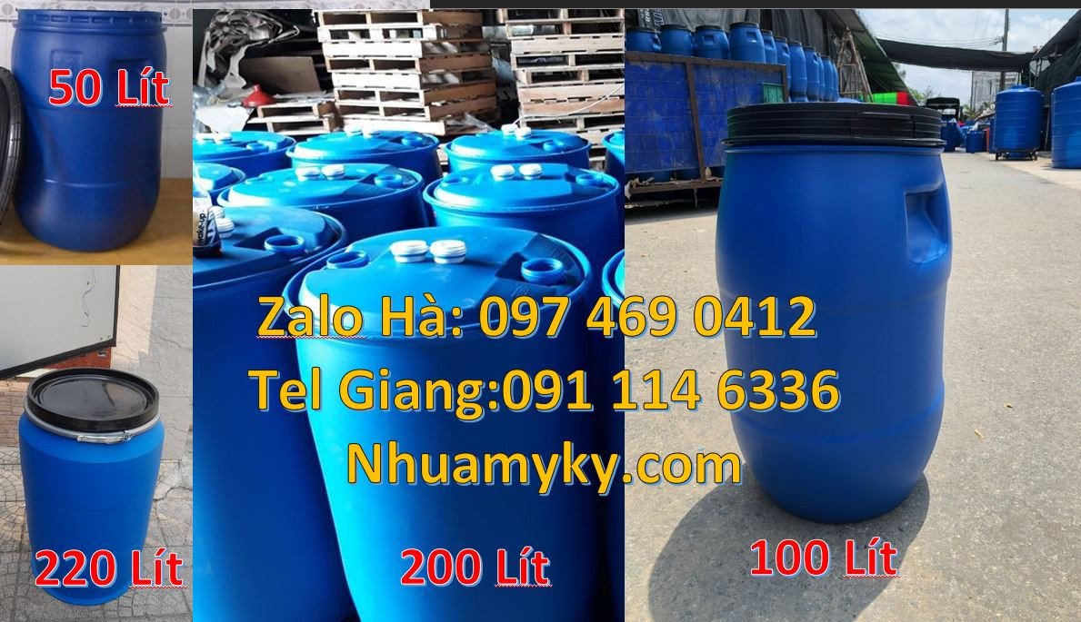 thùng phuy nhựa 220l nắp hở,phuy nhựa 200l đựng chất lỏng,phuy nhựa xa