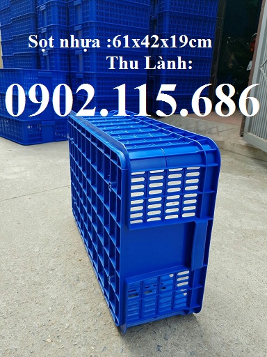 Sóng nhựa hở 61x42x19cm, sọt nhưa H190, khay nhựa hở 61x42x19cm