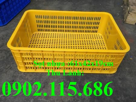Sóng nhựa hở 61x42x19cm, sọt nhưa H190, khay nhựa hở 61x42x19cm