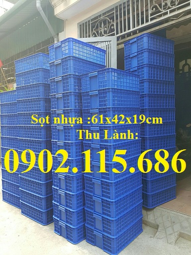Sóng nhựa hở 61x42x19cm, sọt nhưa H190, khay nhựa hở 61x42x19cm