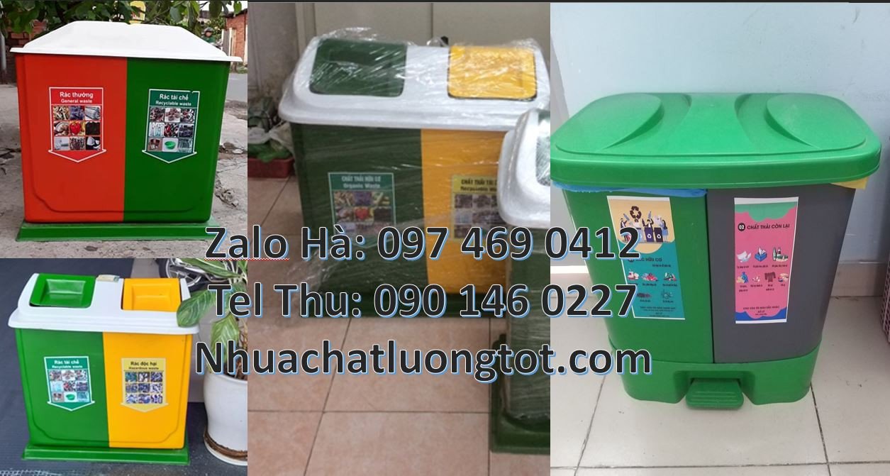 thùng đựng rác 3 ngăn 3 màu,thùng 2 ngăn phân loại rách,thùng rác giá