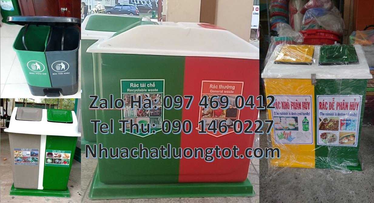 thùng đựng rác 3 ngăn 3 màu,thùng 2 ngăn phân loại rách,thùng rác giá