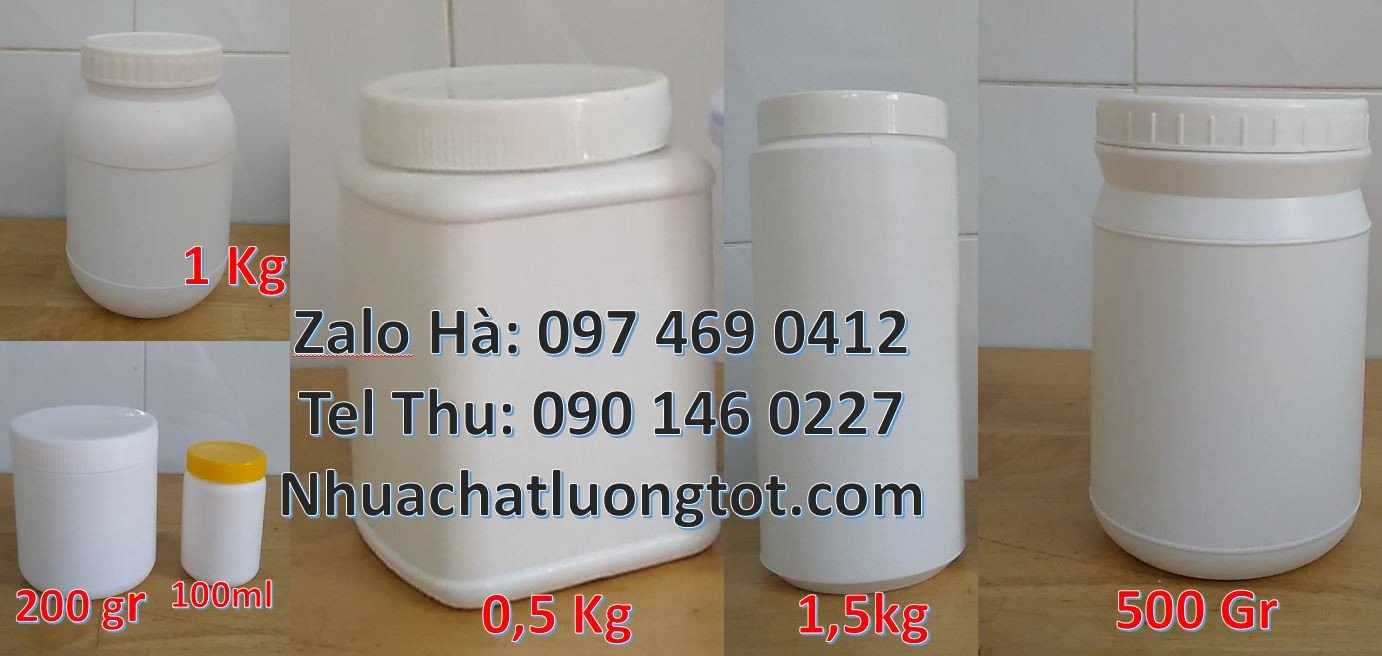 hũ nhựa 2kg hdpe,hũ nhựa 1kg nắp vặn màu trắng,hũ nhựa giá rẻ nhất hcm