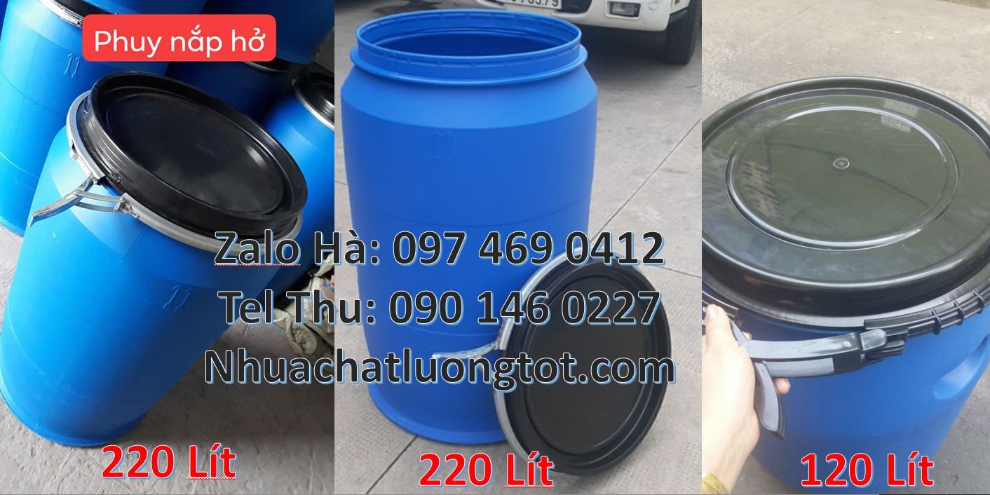 phuy nhựa 220l nắp kín,thùng phuy xanh 220l đựng chất lỏng,thùng phuy