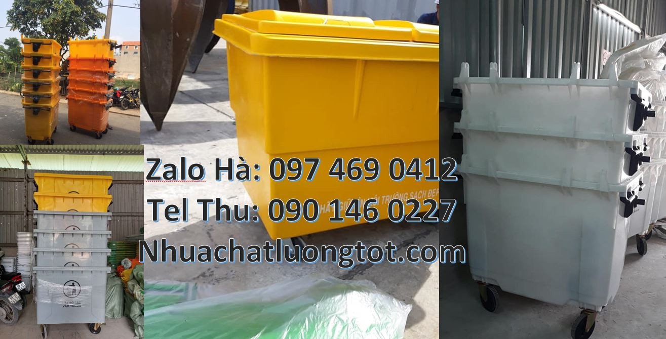 xe thu gom rác chất lượng cao,xe gom rác 660l 4 bánh xe cao su giá rẻ