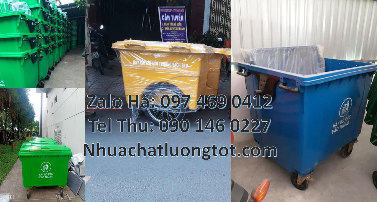 xe thu gom rác chất lượng cao,xe gom rác 660l 4 bánh xe cao su giá rẻ