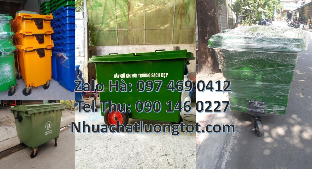 xe thu gom rác chất lượng cao,xe gom rác 660l 4 bánh xe cao su giá rẻ