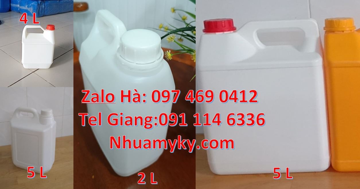 can vuông 4l màu trắng,can nhựa 5l màu vàng, can nhựa hdpe xanh giá rẻ