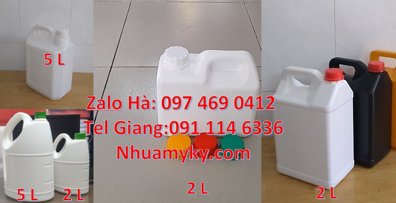 can vuông 4l màu trắng,can nhựa 5l màu vàng, can nhựa hdpe xanh giá rẻ