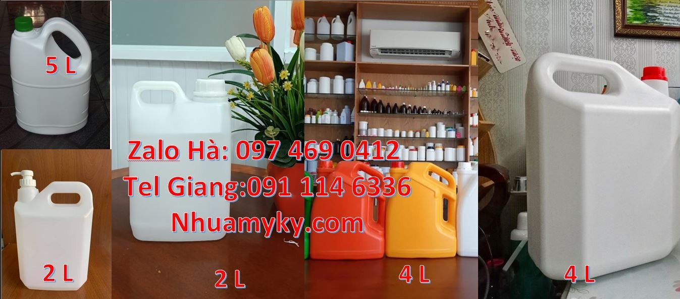 can vuông 4l màu trắng,can nhựa 5l màu vàng, can nhựa hdpe xanh giá rẻ