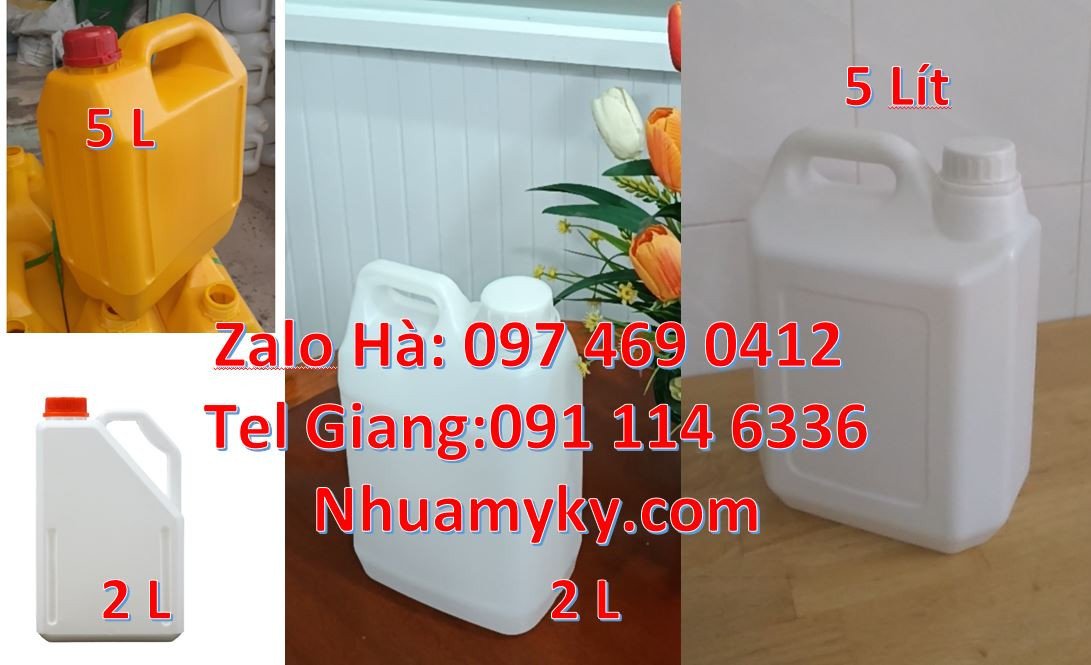 can vuông 4l màu trắng,can nhựa 5l màu vàng, can nhựa hdpe xanh giá rẻ