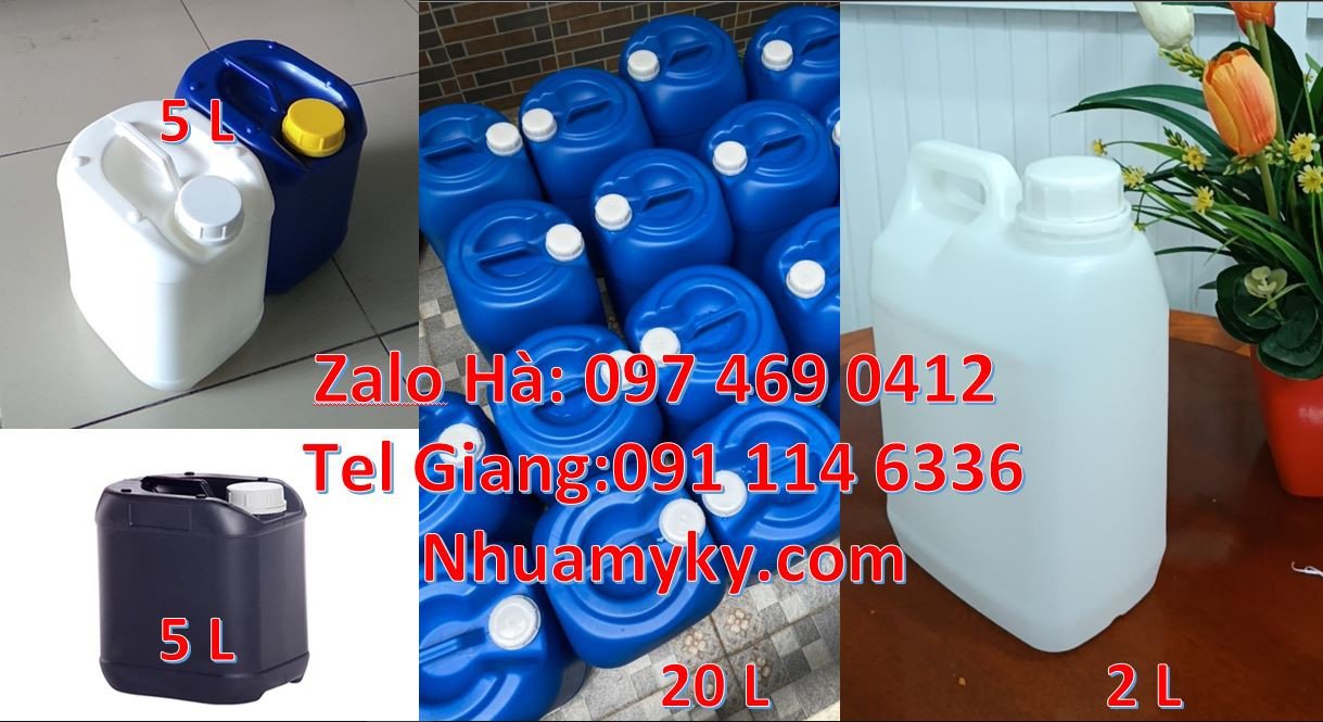 can vuông 4l màu trắng,can nhựa 5l màu vàng, can nhựa hdpe xanh giá rẻ