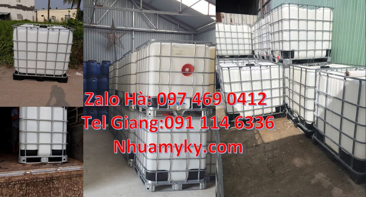 bồn nhựa 1000l đựng hóa chất,tank nhựa trắng khung sắt,ibc 1000l giá r