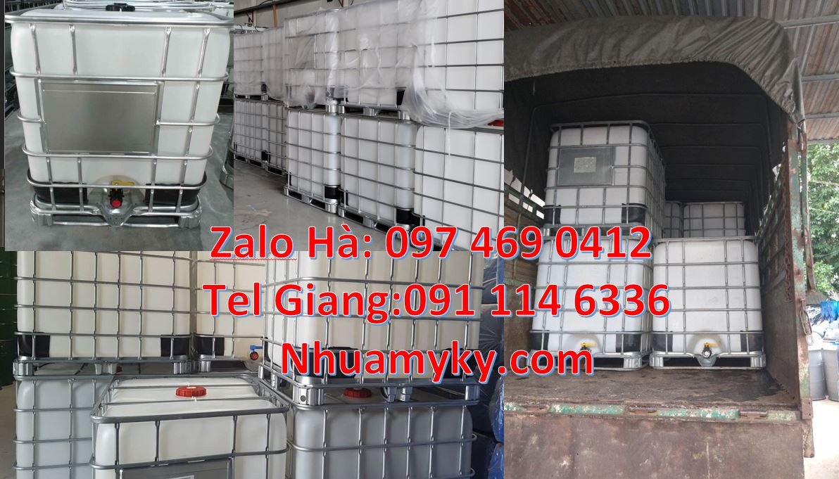 bồn nhựa 1000l đựng hóa chất,tank nhựa trắng khung sắt,ibc 1000l giá r