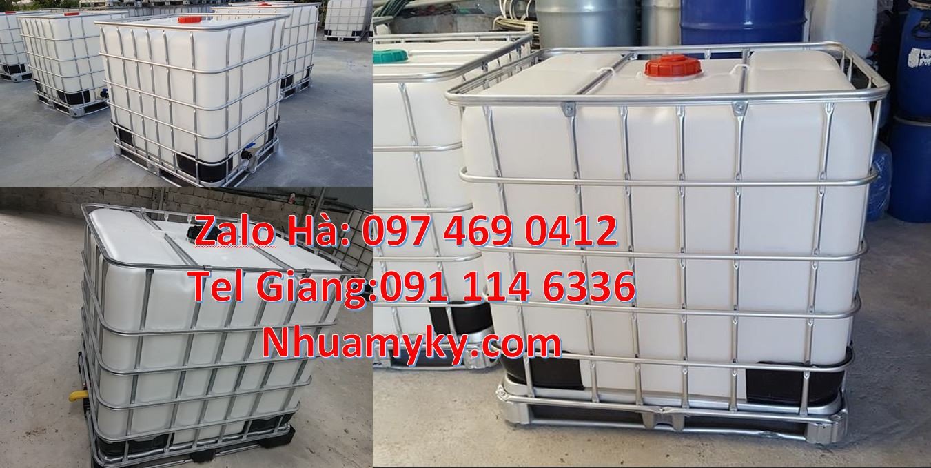bồn nhựa 1000l đựng hóa chất,tank nhựa trắng khung sắt,ibc 1000l giá r
