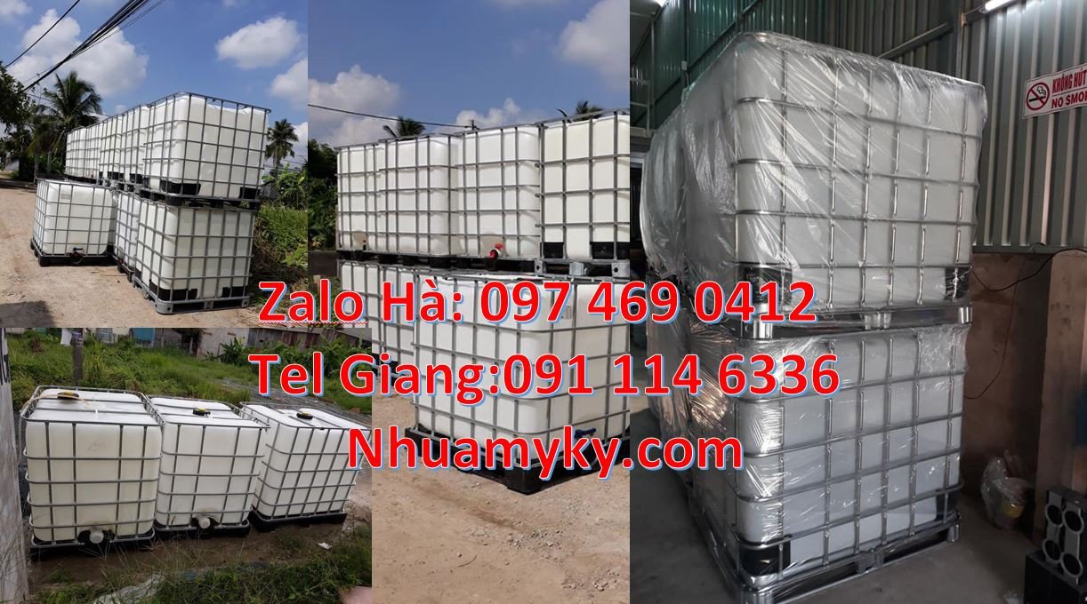 bồn nhựa 1000l đựng hóa chất,tank nhựa trắng khung sắt,ibc 1000l giá r