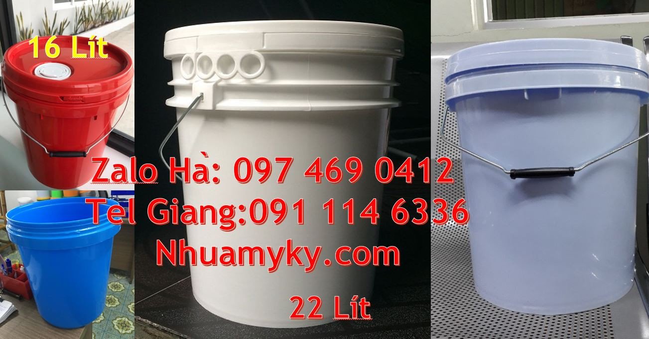 thùng sơn giá rẻ, vỏ thùng đựng sơn 22l màu trắng,xô nhựa 10l đựng nuo