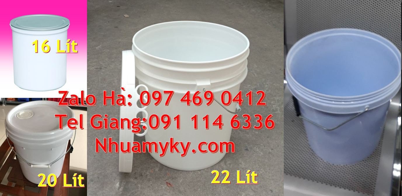 thùng sơn giá rẻ, vỏ thùng đựng sơn 22l màu trắng,xô nhựa 10l đựng nuo