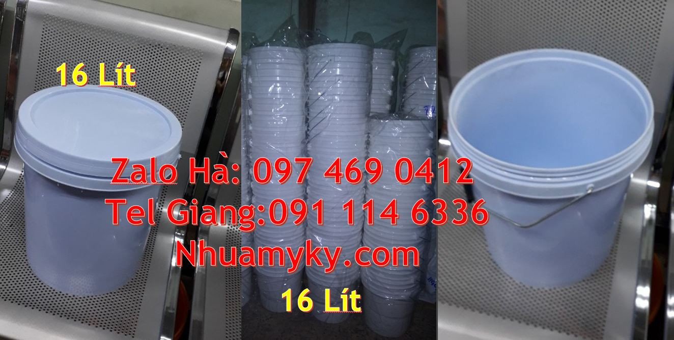 thùng sơn giá rẻ, vỏ thùng đựng sơn 22l màu trắng,xô nhựa 10l đựng nuo