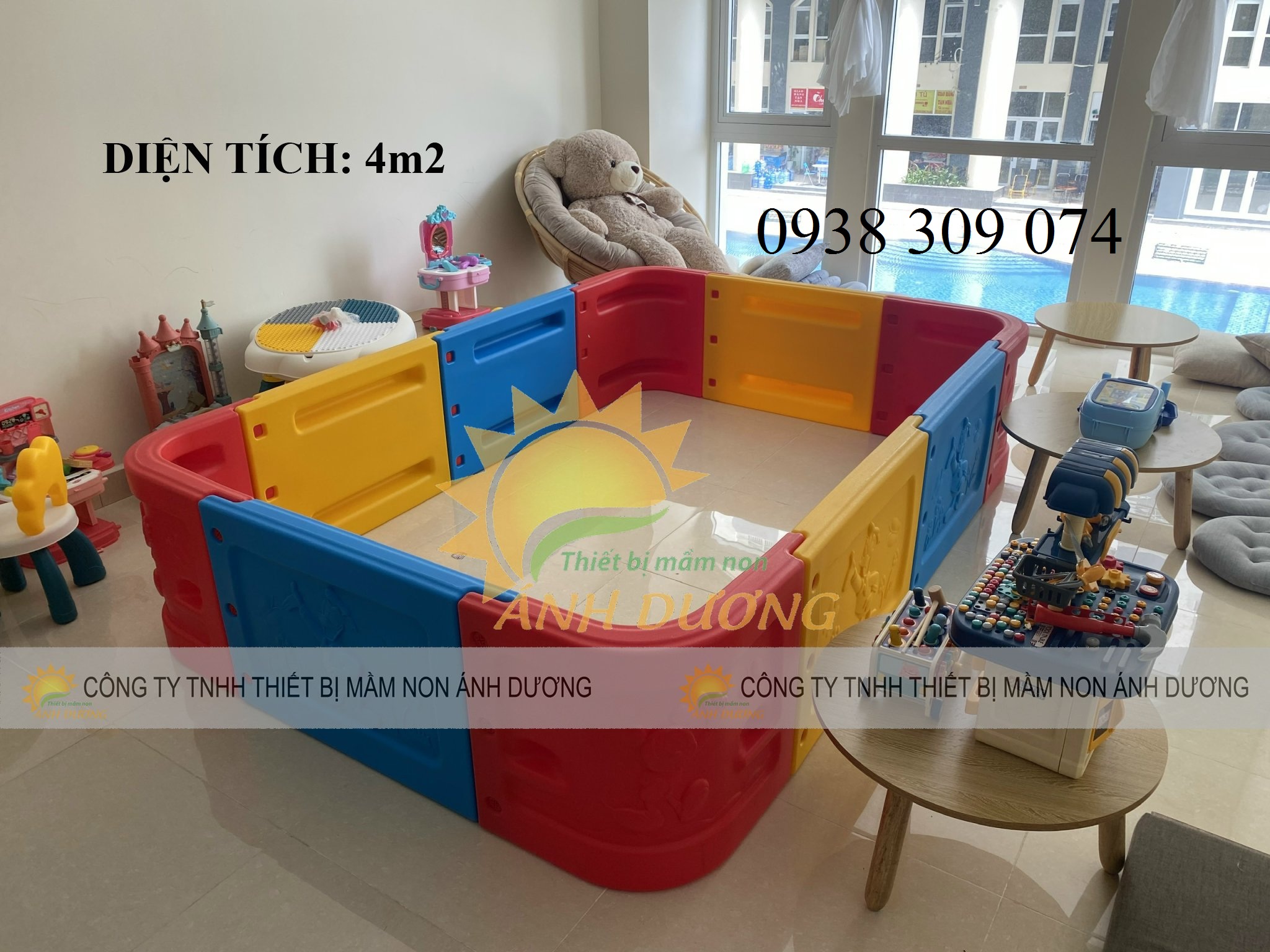 Nhà banh nhựa hình vuông 4m2 dành cho bé