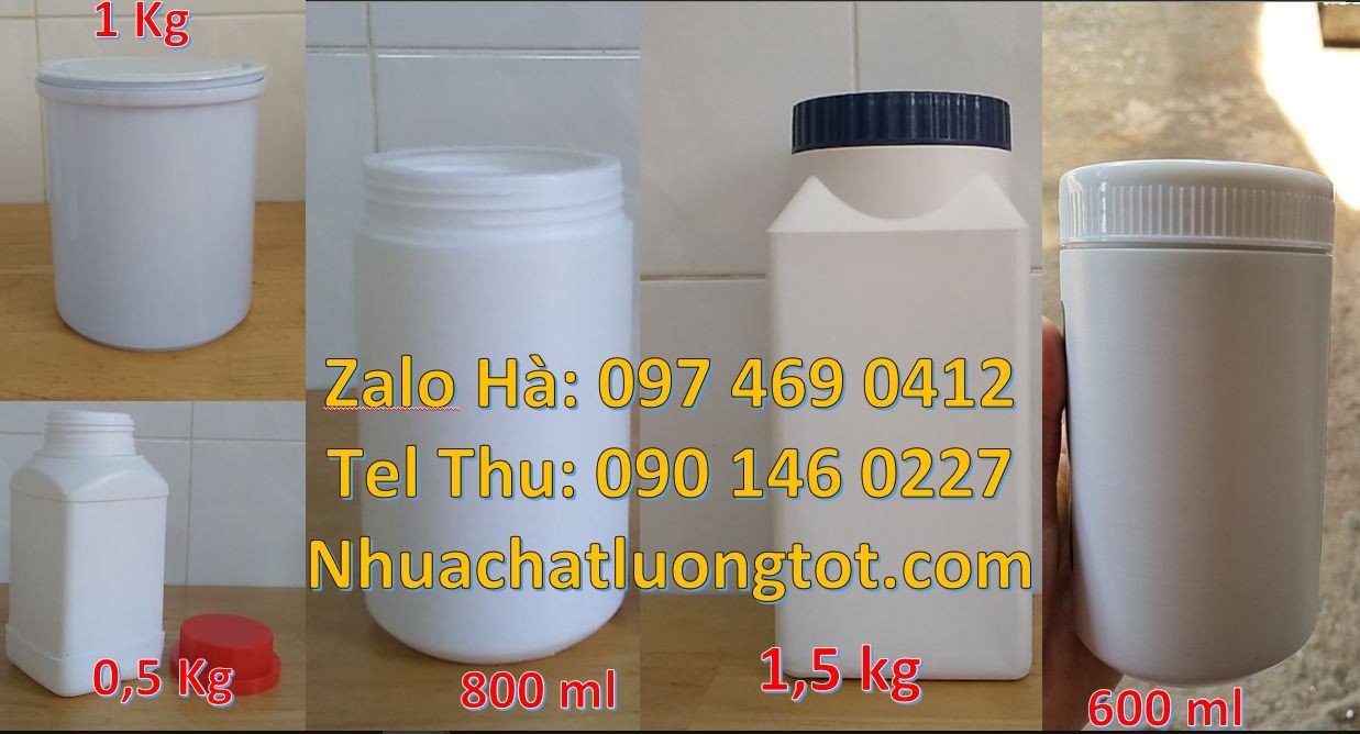 hũ 100gram đựng hóa chất,hũ 1kg đựng phân nước,hũ nhựa trắng giá rẻ