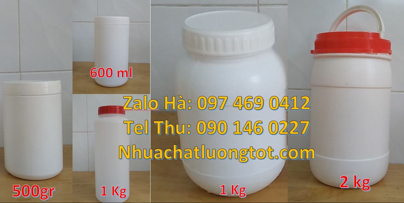 hũ 100gram đựng hóa chất,hũ 1kg đựng phân nước,hũ nhựa trắng giá rẻ