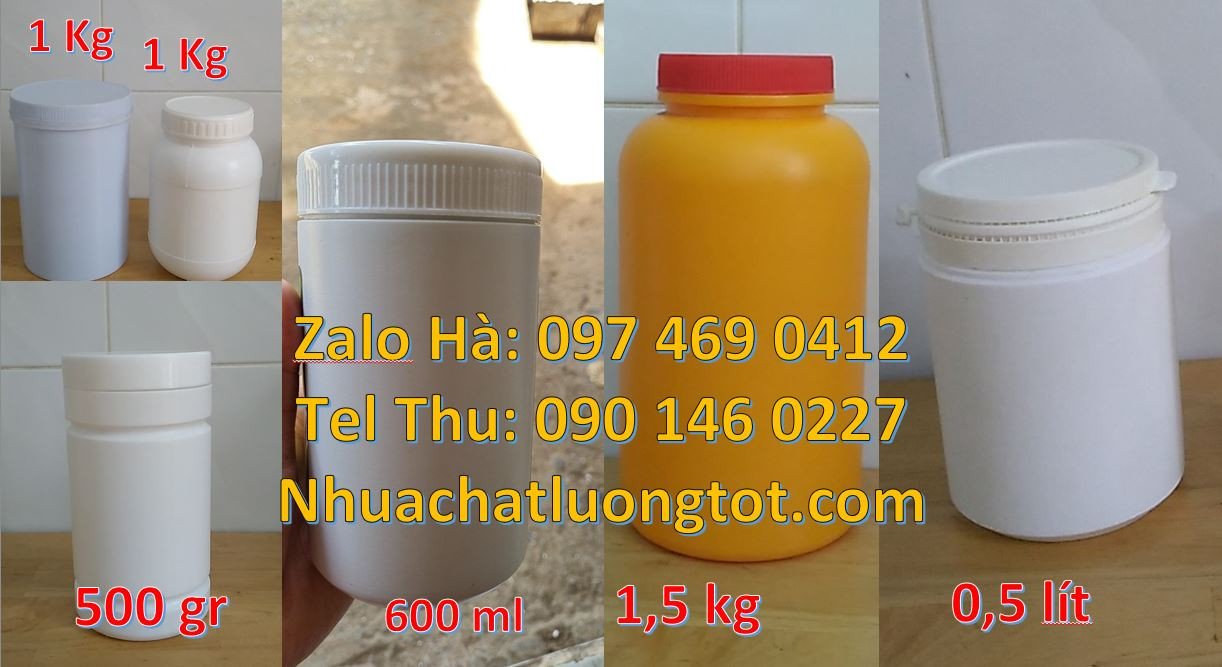 hũ 100gram đựng hóa chất,hũ 1kg đựng phân nước,hũ nhựa trắng giá rẻ