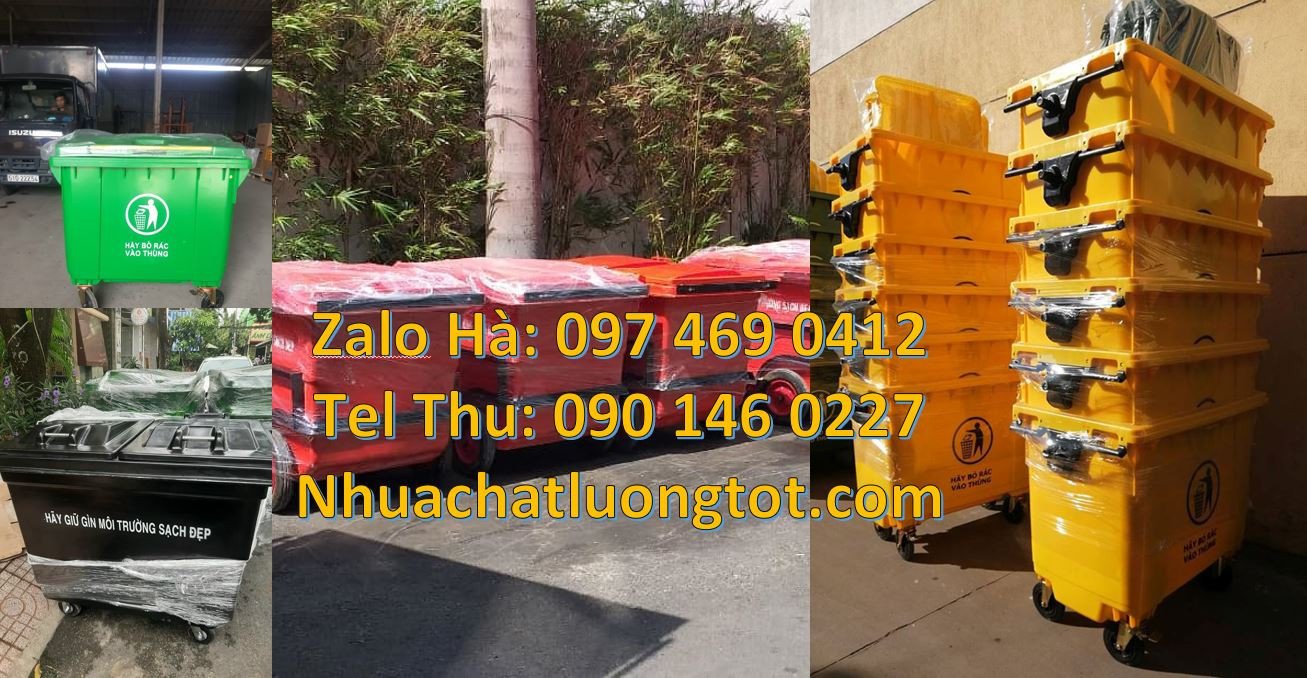 xe rác công cộng 660l màu xanh,xe thu gom rác 660l xanh 4 bánh cao xu