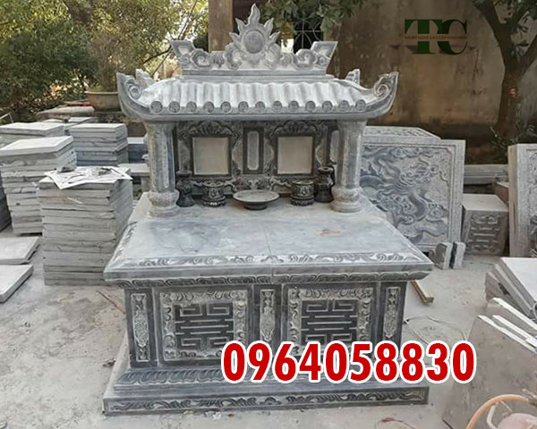 làm mộ đá đôi đẹp nguyên khối cho ông bà ở Quảng Ninh