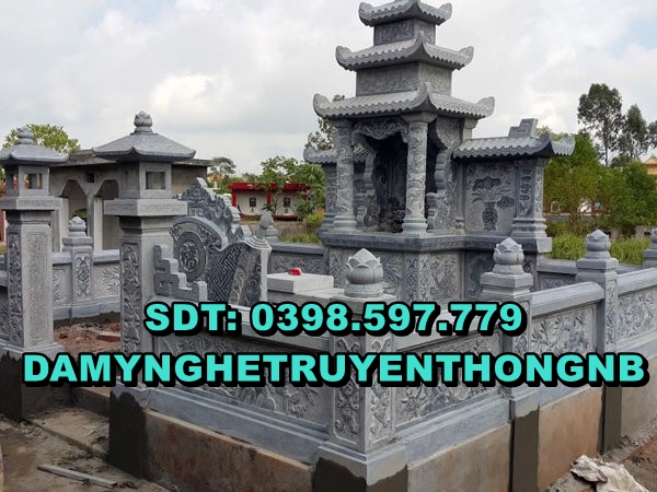 xây khu nhà mồ đẹp lăng mộ đá nguyên khối lắp đặt bình dương