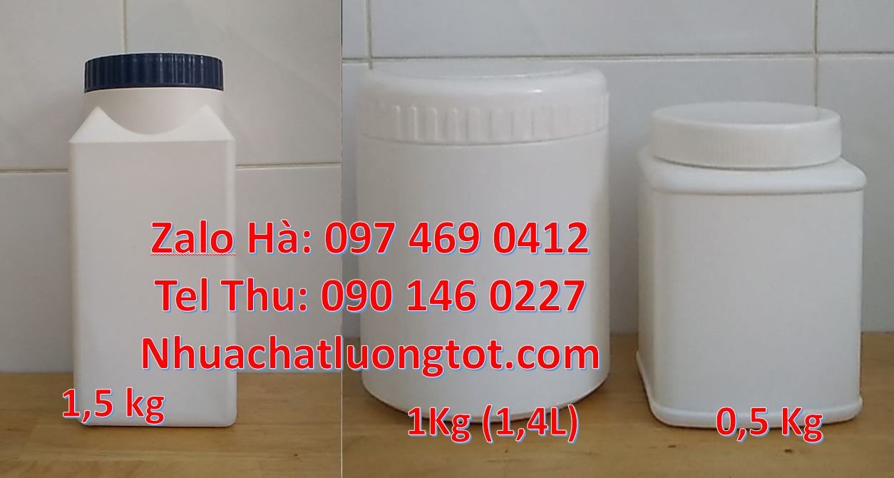 hũ vuông trắng 0.5kg,hũ 2k đựng xà phòng,hũ nhựa 1k đựng dầu ăn giá rẻ