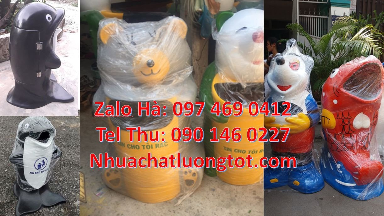thùng rác hình con thú,thùng rác hình con cá heo,thùng rác con gấu rẻ