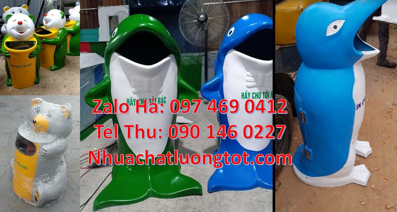 thùng rác hình con thú,thùng rác hình con cá heo,thùng rác con gấu rẻ