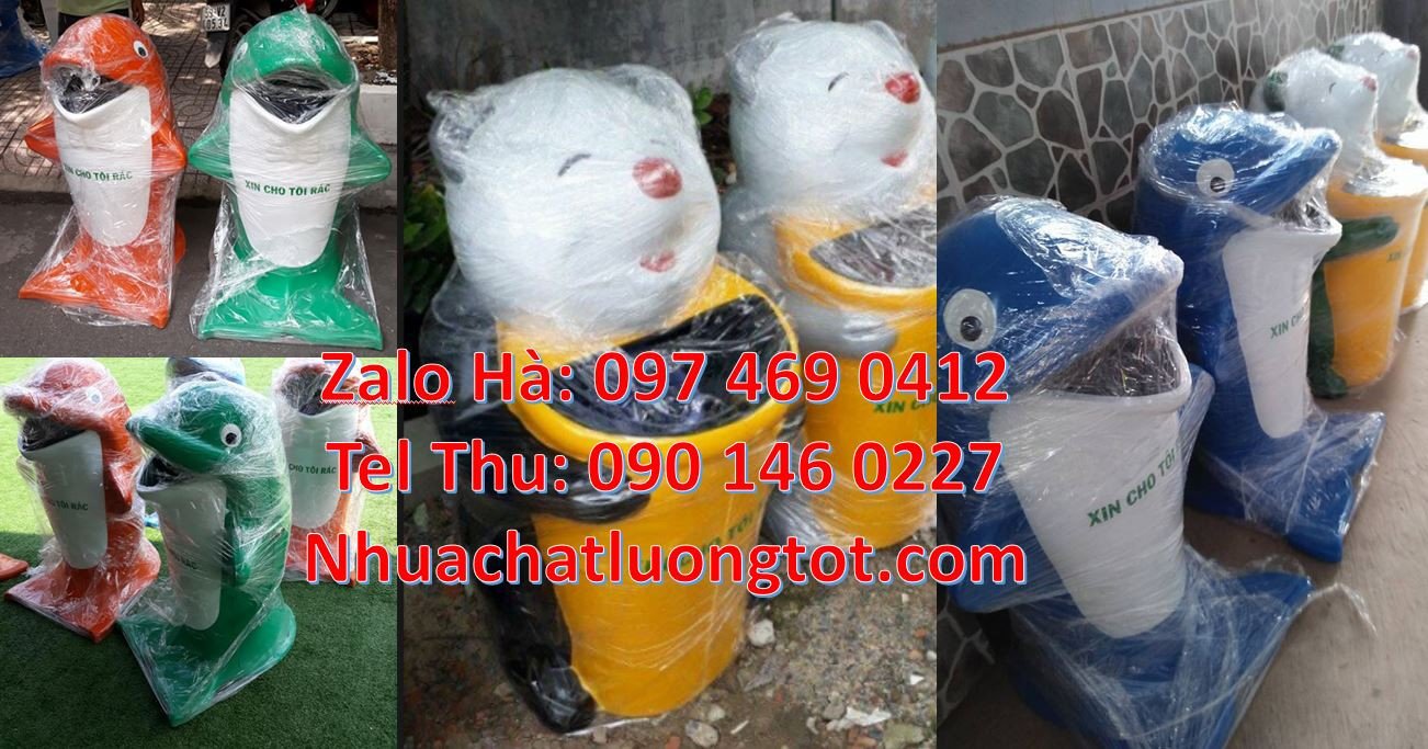 thùng rác hình con thú,thùng rác hình con cá heo,thùng rác con gấu rẻ