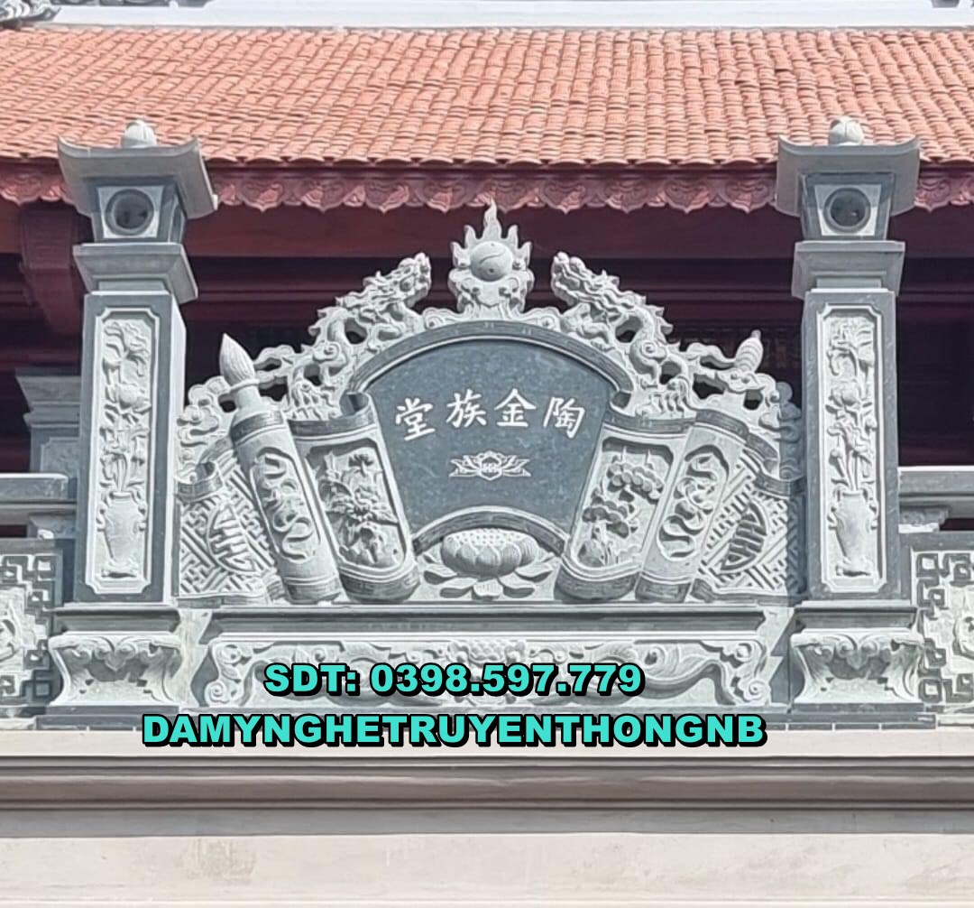 Bình phong đá đẹp cuốn thư đá xanh đen hàng tuyển chọn nguyên khối ịnh