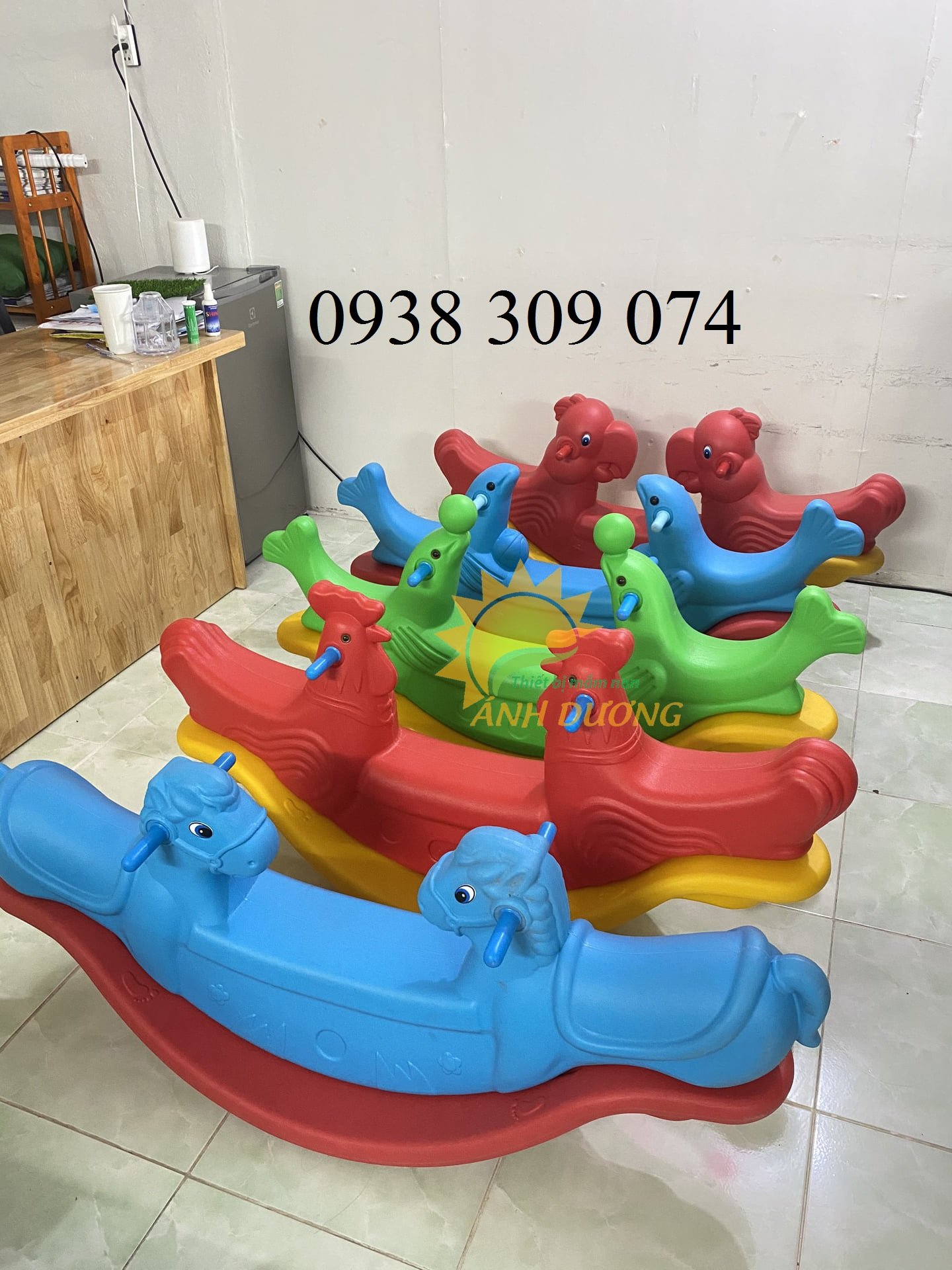 Bập bênh đôi nhập khẩu con gà, cá heo, con ngựa
