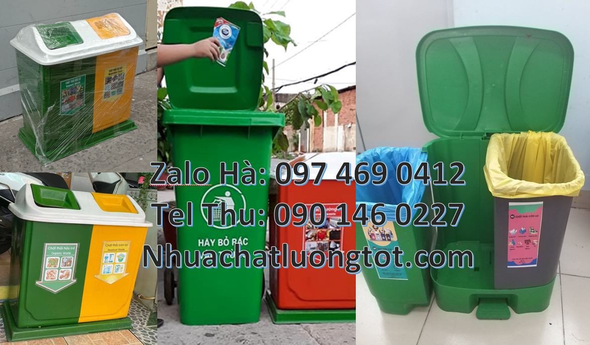 thùng rác 3 ngăn gia đình,thùng rác 2 ngăn dùng để phân loại rác giá r