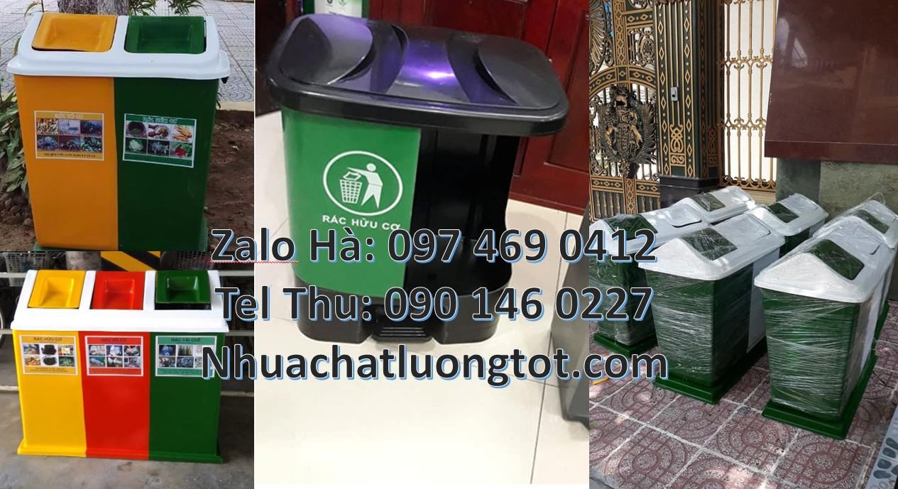 thùng rác 3 ngăn gia đình,thùng rác 2 ngăn dùng để phân loại rác giá r