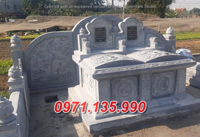 Mẫu mộ đá đôi song thân phu thê đẹp bán tại phú thọ sơn la điện biên