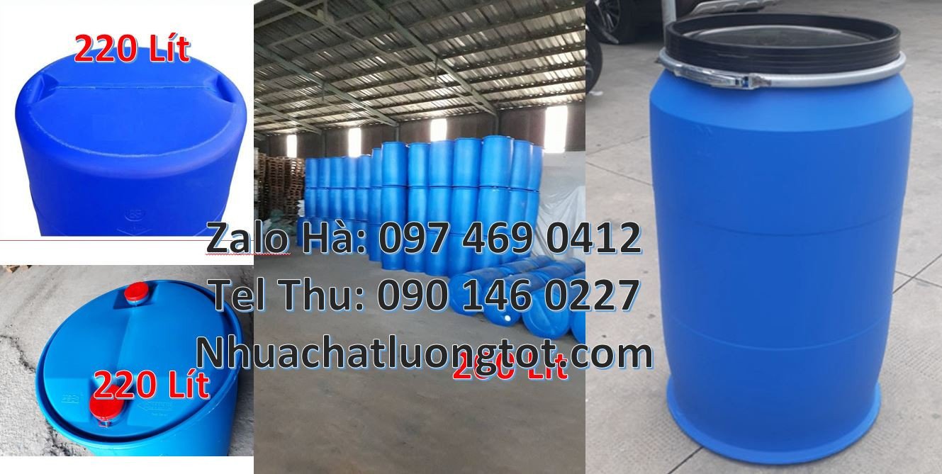 giá thùng phuy nhựa 100l màu xanh, thùng phuy nhựa 200l đựng dung dịch