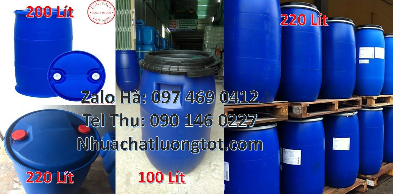 giá thùng phuy nhựa 100l màu xanh, thùng phuy nhựa 200l đựng dung dịch