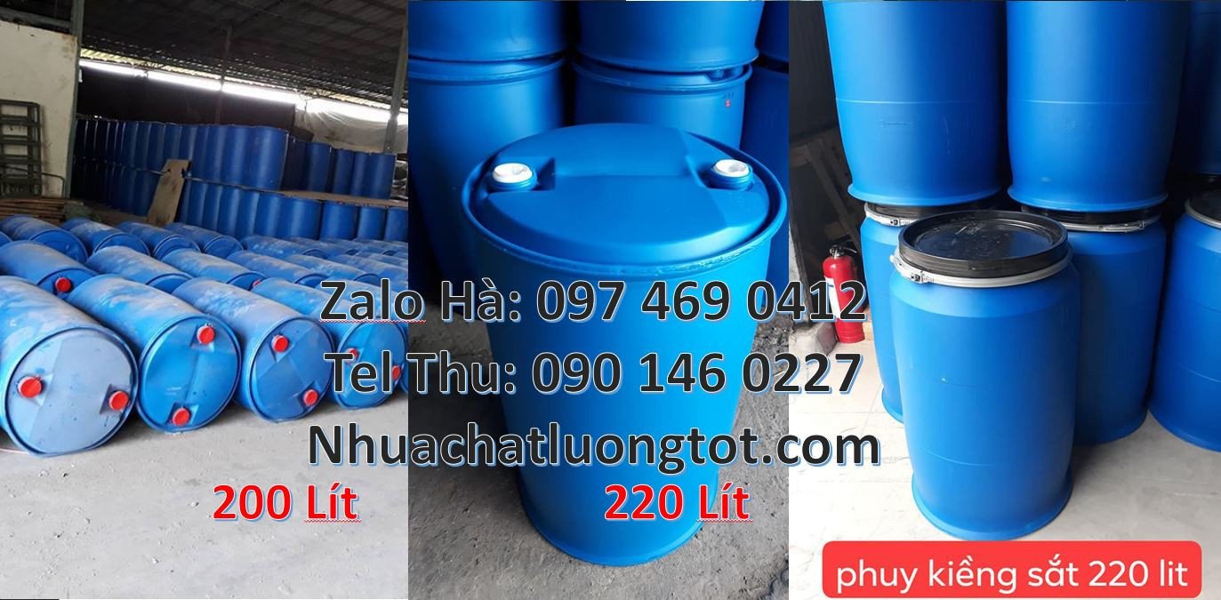 giá thùng phuy nhựa 100l màu xanh, thùng phuy nhựa 200l đựng dung dịch