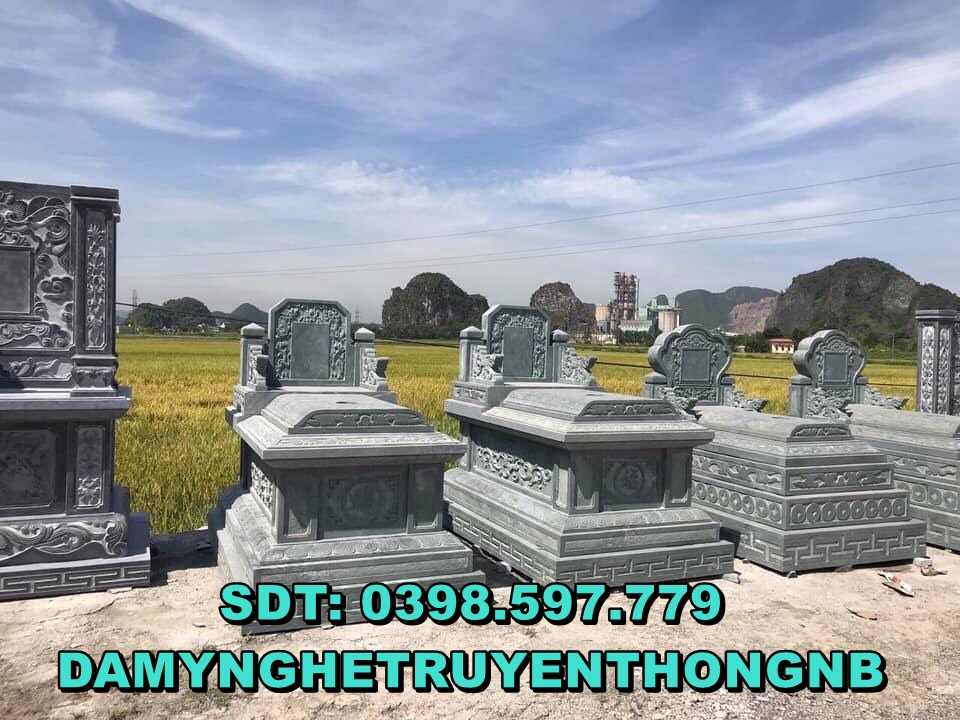 mộ đá cao cấp đá xanh đen được lắp đặt tại hà nội 2023